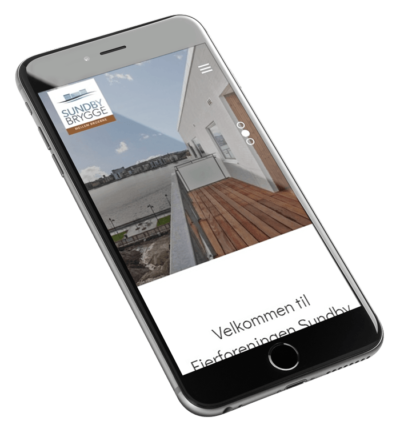 Sundby Brygge webdesign set fra mobil på skrå