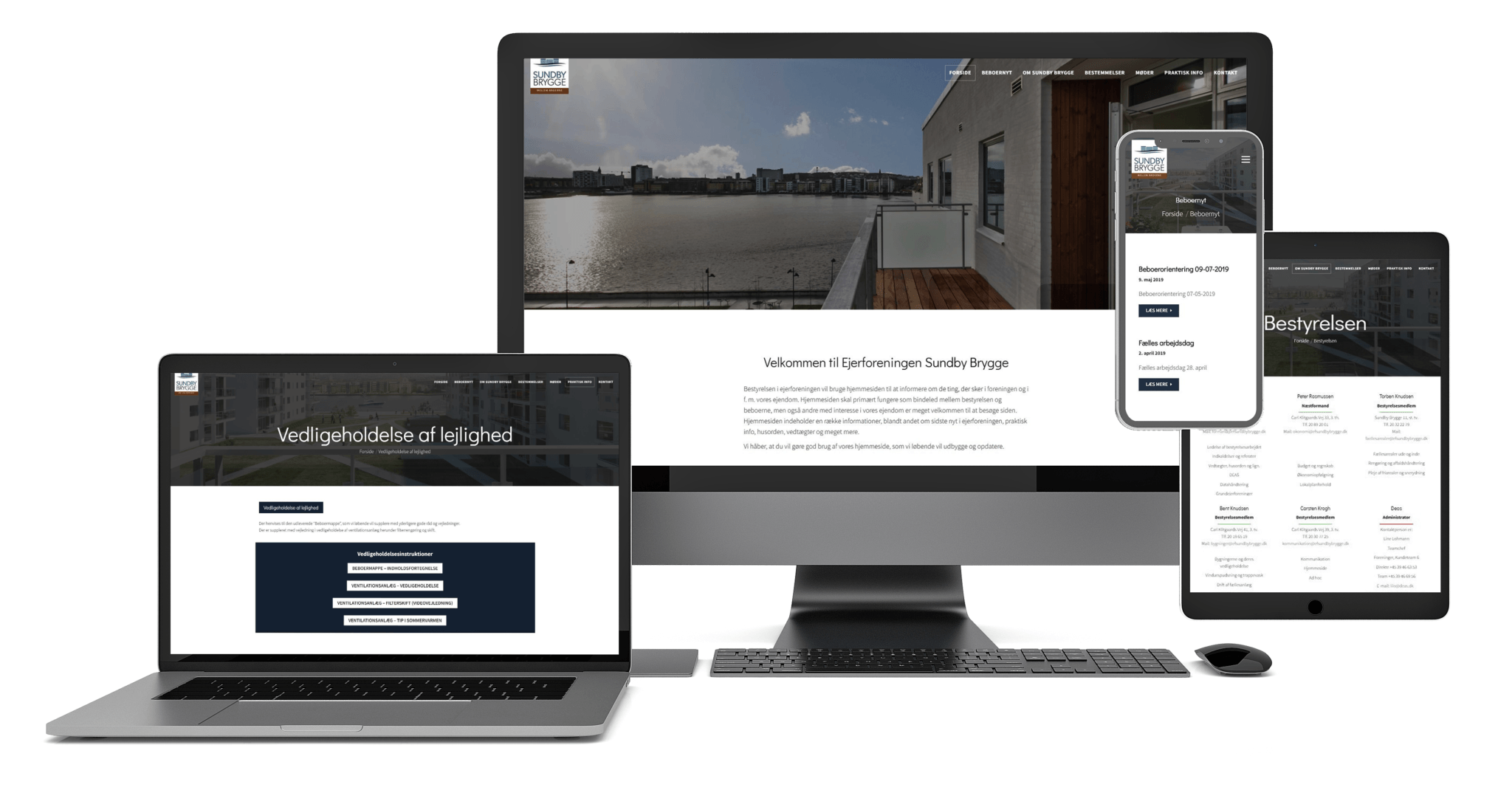 Sundby Brygge hjemmeside design på alle enheder